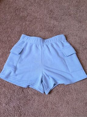 Women’s High-Waist Cargo Shorts in Light Blue